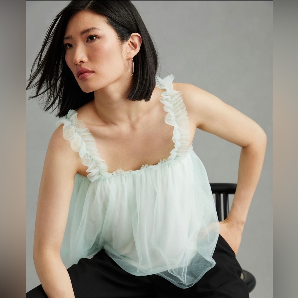 NWT Anthropologie Sunday in Brooklyn Tulle Tank Color Mint Size Medium